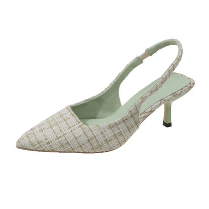 Sea Salt Blue Pointed High Heel Sandals – Women's Fashion Versatile Hollow Back Casual Shoes