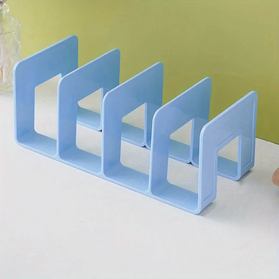 Desktop Bookshelf Storage Divider, Transparent Acrylic Bookend Shelf, Desk Storage Organizer for Books and Office Supplies