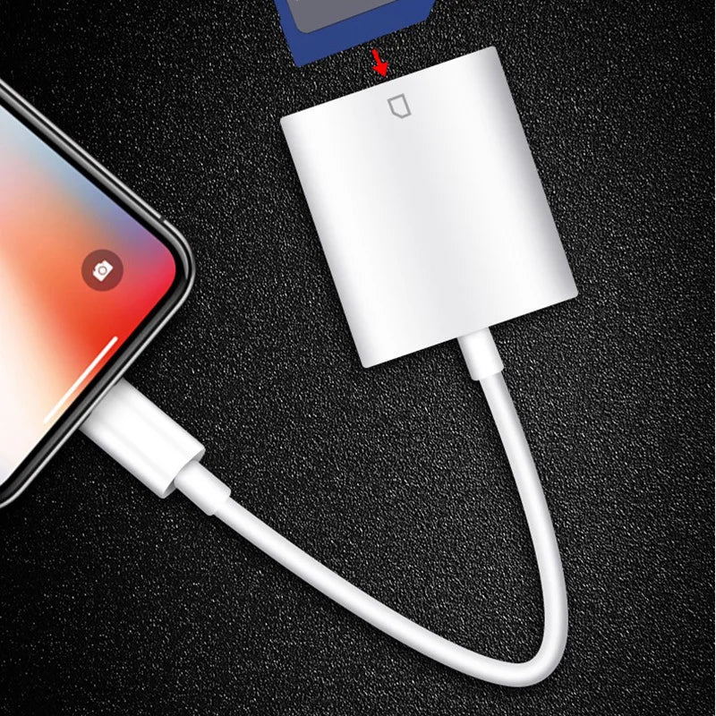 Lightning to SD Card Reader Adapter – OTG Micro SD/TF Memory Card Connector for iPhone 14/13/12/11 Pro Max, Mini, XS, XR, X & iPad