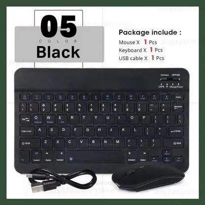 Mini Wireless Bluetooth Keyboard & Mouse Combo – Slim Portable Travel Set for iPad, iPhone, Android Tablets & Phones