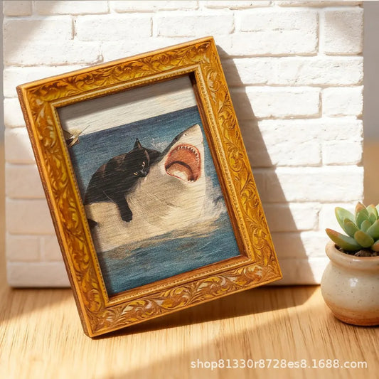 Funny Cat Shark Fridge Magnet - Retro Decorative Refrigerator Magnet for Kitchen, Office & Gifts
