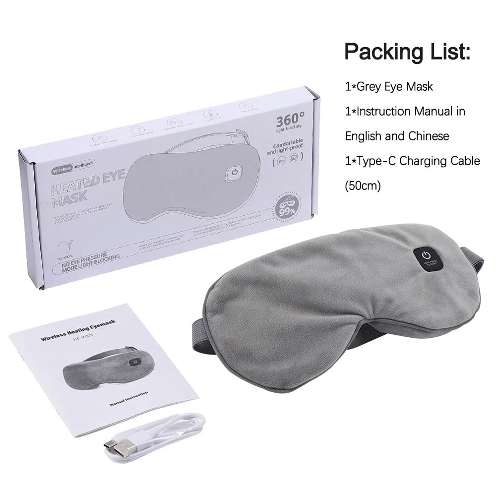 USB Heated Eye Mask with Vibration Massage – Relieve Eye Fatigue, Dry Eyes, and Promote Sleep for Home, Office & Travel