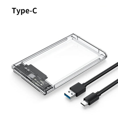 USB 3.0 2.5 Inch External Hard Drive Enclosure – Transparent SATA HDD/SSD Case, 5–6Gbps High-Speed Storage Case for Laptop & PC