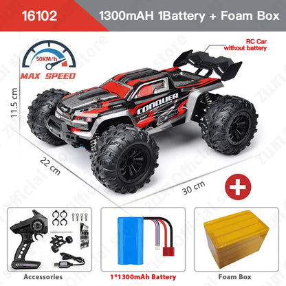 ZWN 1:16 4WD RC Monster Truck – 70KM/H High-Speed Drift Remote Control Car with LED for Kids, vs Wltoys 144001