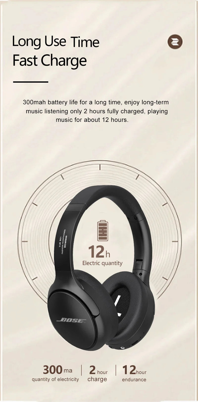 BOSEmini V901 Wireless Bluetooth Headset – Sports Gaming Headphones with Mic, Noise Cancelling Earbuds