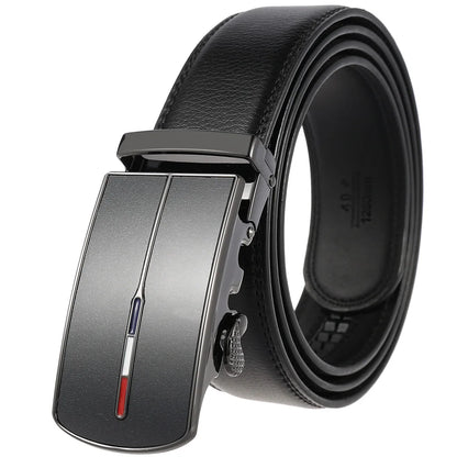 Men’s Cowskin Leather Belt – Luxury Automatic Buckle Designer Style in Black or Brown (3.5cm)
