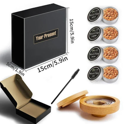 Wooden Cocktail Smoker Kit: Enhance Your Drinks with a Smoky Flavor - Ideal for Whiskey and Bar Accessories