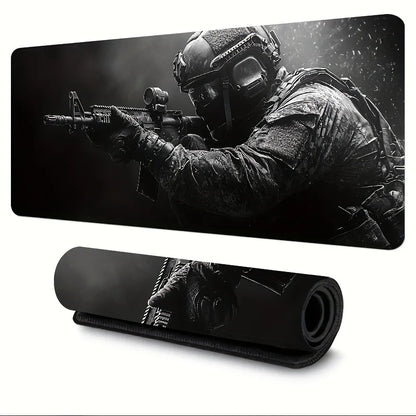 XXL Tactical Soldier Mouse Pad — Large Non-Slip Gaming Desk Pad with Stitched Edges