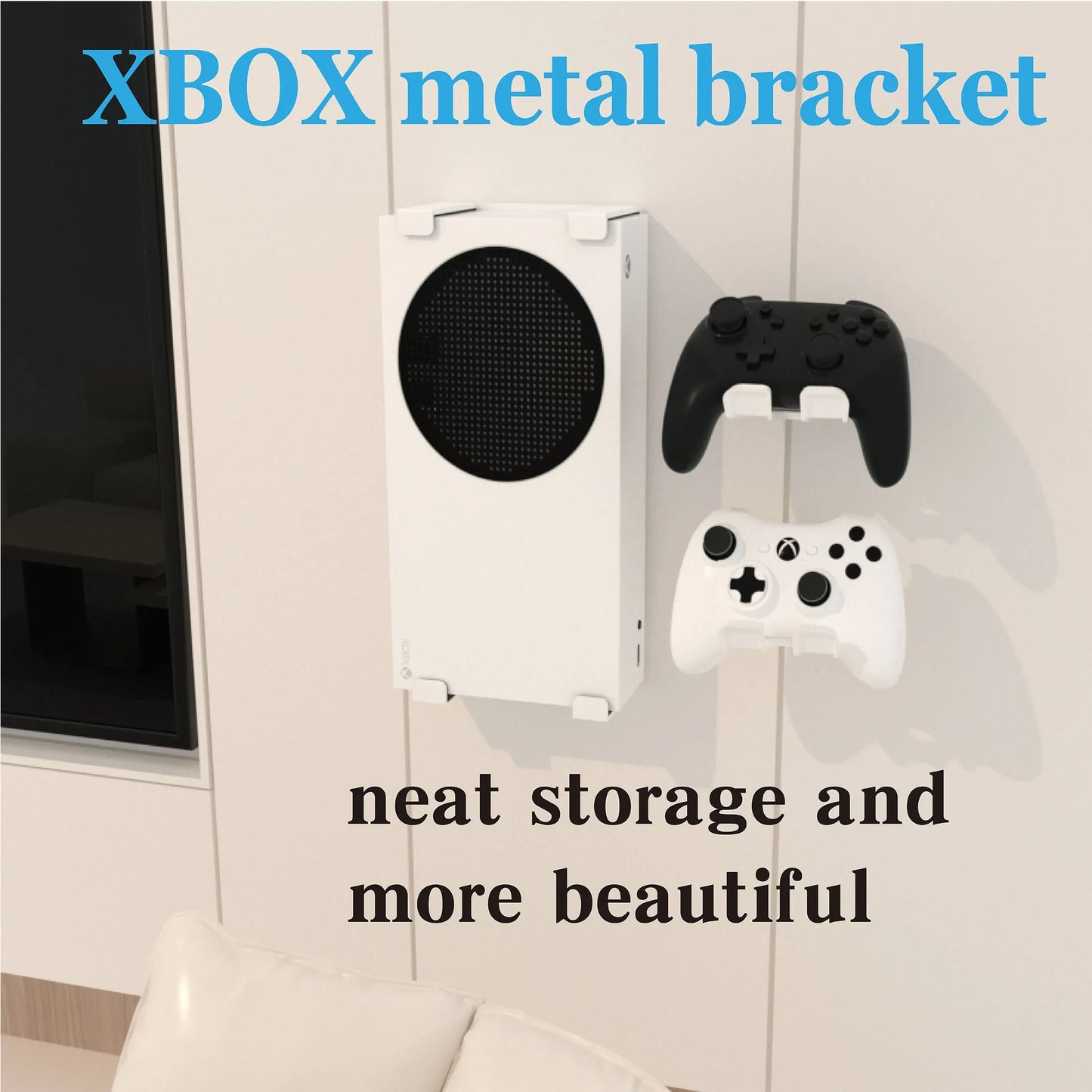 Wall Mount Holder for Xbox Series S — Metal Vertical Bracket for Wall or Under Desk, Console Game Accessories
