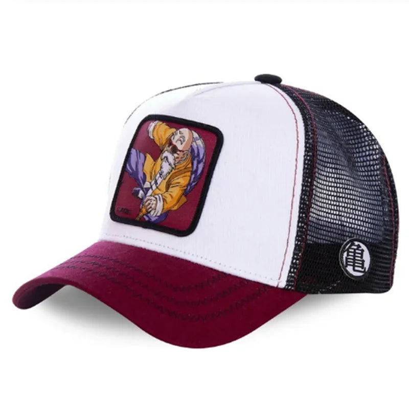 Dragon Ball Son Goku Trucker Cap - Embroidered Adjustable Mesh Sun Visor Hat for Men Summer Travel