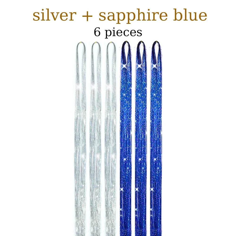 48-Inch Hair Tinsel Kit – 1200 Strands, 12 Colors Sparkling Fairy Hair Extensions with Tool
