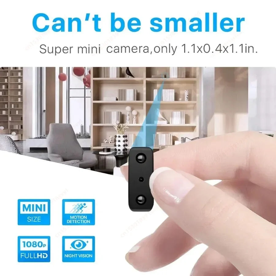 1080P HD Mini WiFi Camera Smallest Smart Home IP Cam with Night Vision Remote View Built-in Battery