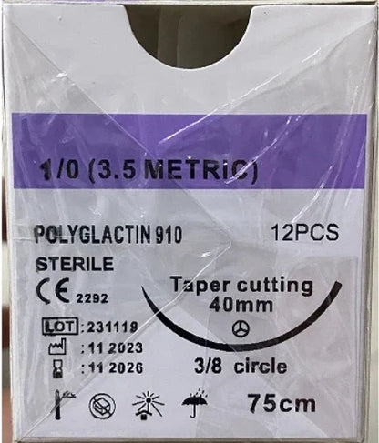 12PCS Absorbable Suture Thread for Pets – PGA 910, 75CM-90CM with Needle, 2/0-5/0 for Dog Suture Training