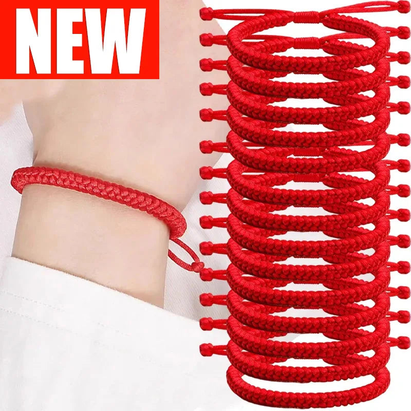 2/10PCS Lucky Red Rope Evil Eye Bracelets – Handmade Protective Wristbands for Men & Women