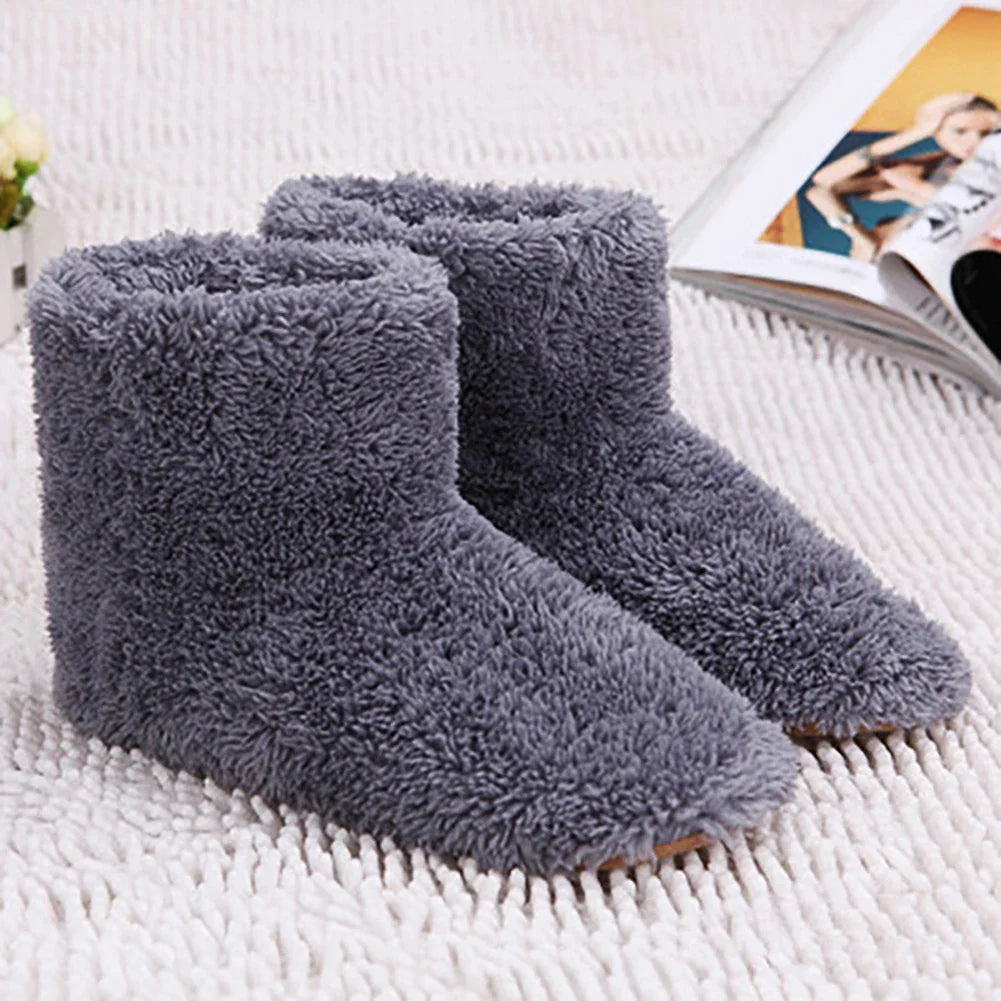 Winter USB Electric Heated Shoes – Plush, Washable Foot Warmers for Men & Women, Indoor & Outdoor Use