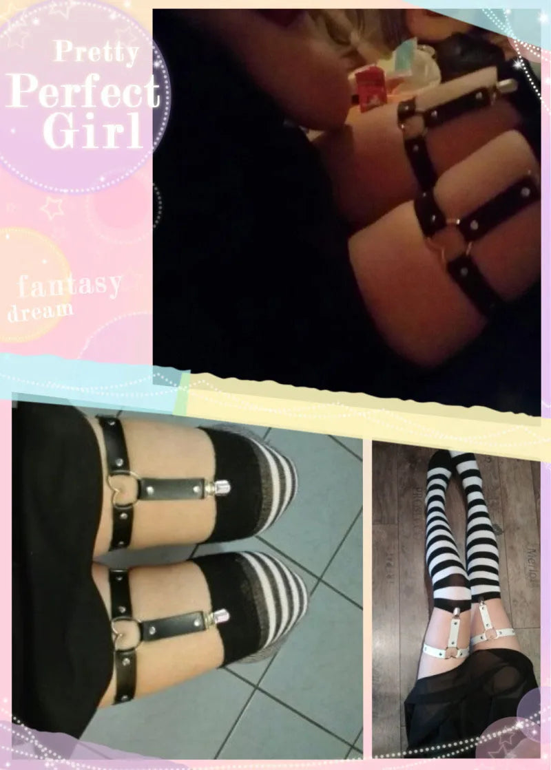 Sexy Leather Thigh Garter Belt – PU Punk Elastic Harness Leg Strap for Women & Girls