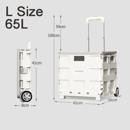 45/65L Folding Shopping Cart Trolley – Portable Home Cart with 2/4/8 Wheels