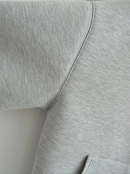 TRAFZA Autumn Women's Gray Jacket – Hooded, Long Sleeve, Zipper Coat with Big Pockets, Loose Casual Outerwear Tops