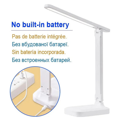 Folding LED Desk Lamp – Touch Dimmable Eye Protection Night Light for Bedroom, Bedside & Study with USB Plug-in
