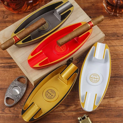 Portable Cigar Ashtray with 2 Slots – Lightweight Smoking Accessory for Men, Table Decoration Gift