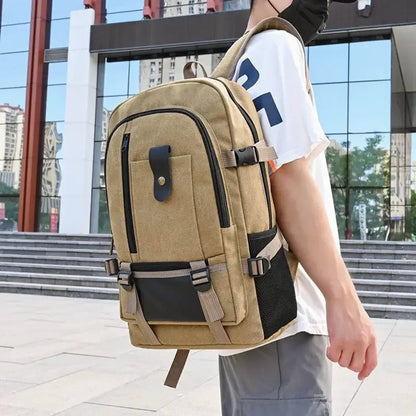 2023 Mountaineering Backpack for Men – Canvas Large Capacity Bag for High School, Outdoor Travel, Camping and Computers