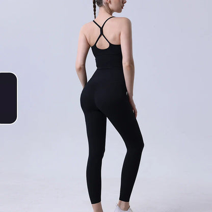 2-Piece Women’s Yoga Tracksuit – Athletic Pilates Fitness Set with Push-Up Sports Bra & Leggings for Gym Workout