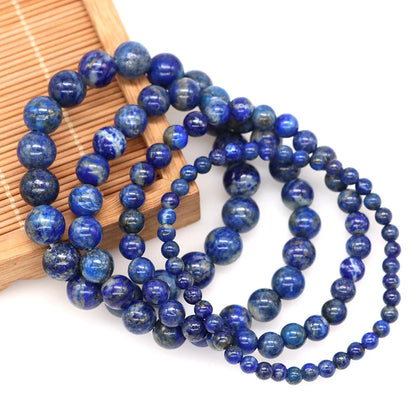 Natural Stone Beaded Bracelet for Men & Women – Healing Crystal Lapis Lazuli Quartz Elastic Couple Jewelry Bangle Bracelet