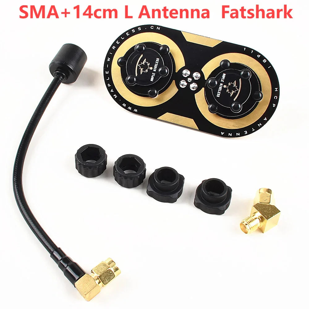 Maple Leaf 5.8GHz 11dBi Circular-Polarized FPV Antenna Kit — Compatible with FatShark & SKYZONE EV300D RC Goggles/Monitors