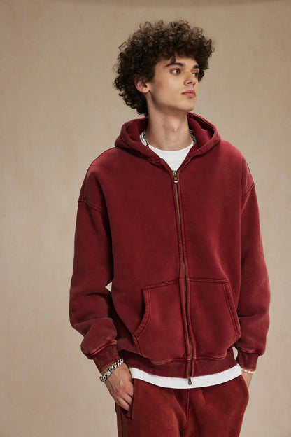 Batik Fleece Zipper Hoodie – Warm Ethnic Style Zip-Up Sweatshirt