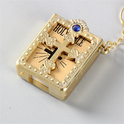 Mini English Holy Bible Keychain - Christian Jesus Cross & Muslim Keyring, Prayer God Bless Charm for Women’s Bag