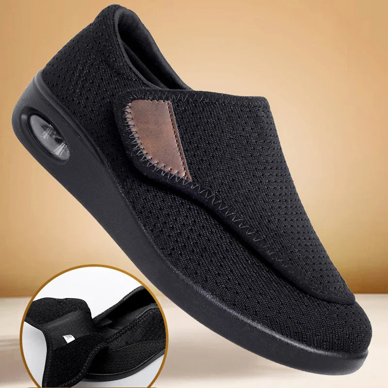 Orthopedic Wide Fit Comfort Walking Shoes for Swollen Feet, Adjustable Soft Diabetic Support Shoes for Everyday Pain Relief