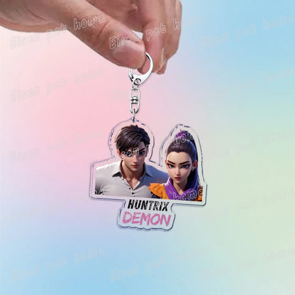 Kpop Demon Hunters Huntrix Saja Boys Keychain Bag Charm Rumi Zoey Jinu Ramen Keyring Fans Gift