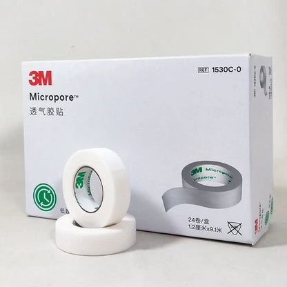 24pcs 3M Micropore Breathable Tape — 1/2" x 10yd Surgical Paper Tape for Lash Extensions & Sensitive Skin