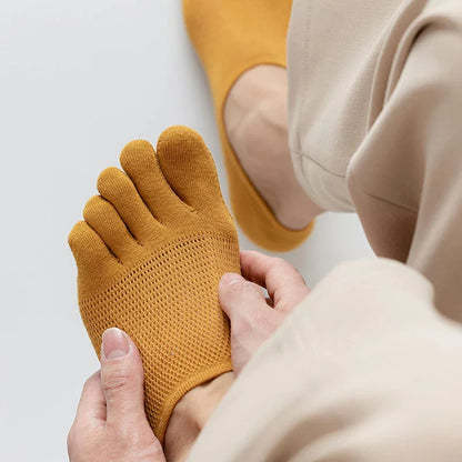3 Pair Pack Men's Novelty Toe Socks - Breathable and Sweat-Absorbent Finger Boat Socks, High-Quality Casual Sox