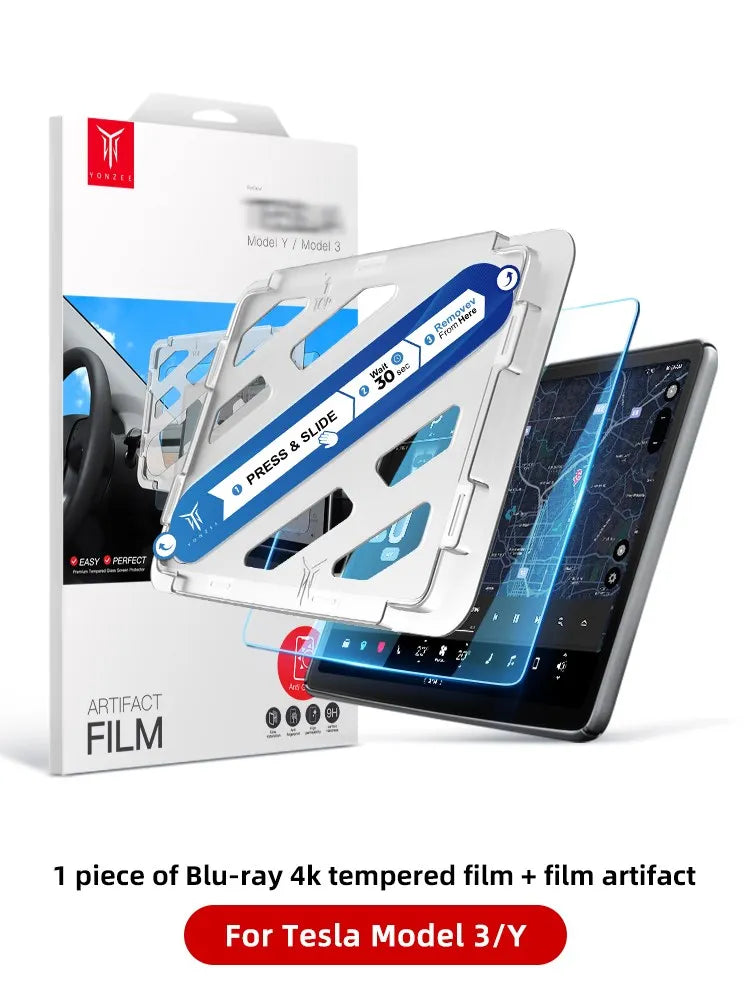 YZ Tempered Glass Screen Protector for Tesla Model 3/Y – Anti-Glare HD Center Console Film Protection Accessories