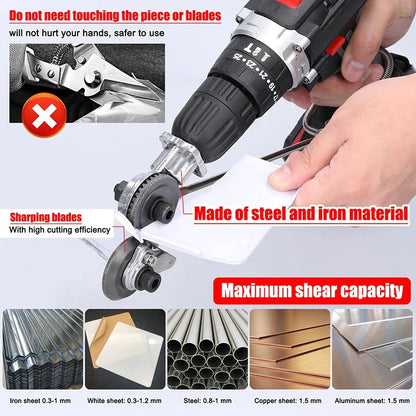 Electric Drill Plate Cutter: Double-Headed High-Speed Rotor Blade for Free Cutting Sheet Metal - Sharp Cutting Tool