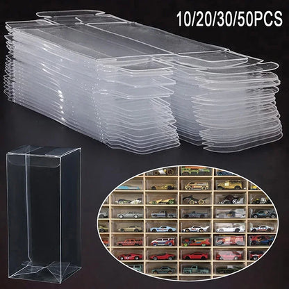 10/20/30/50/100pcs PVC Display Boxes — 1/64 Scale Car Model Toy Transparent Dustproof Exhibition Box for Collection & Gift Packaging
