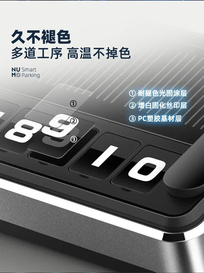 Solar LED Car Phone Number Plate — Hidden Temporary Parking Card with Multi-Number Display