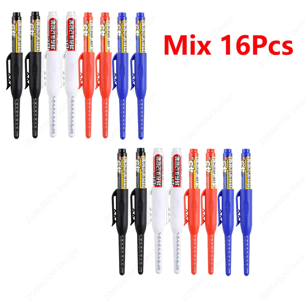 Carpenter Marker Pens — 45mm Long Nib Head, Hole Marker for Woodworking, 100-1PCS White/Black/Blue/Red Hand Tools