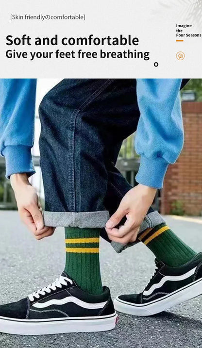 5/10 Pairs Striped Harajuku Retro Socks - Casual, Breathable Cotton Socks for Men & Women