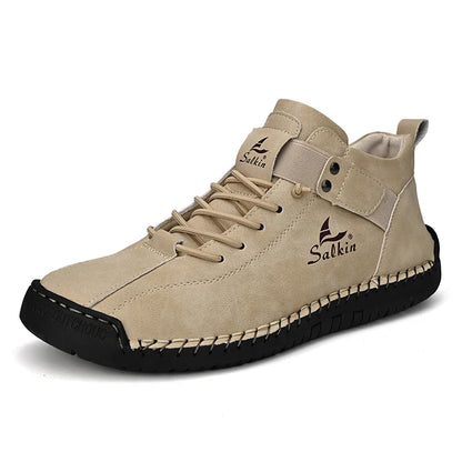 2024 Handmade Leather Casual Men’s Shoes - Breathable Sneakers & Ankle Boots for Outdoor Wear