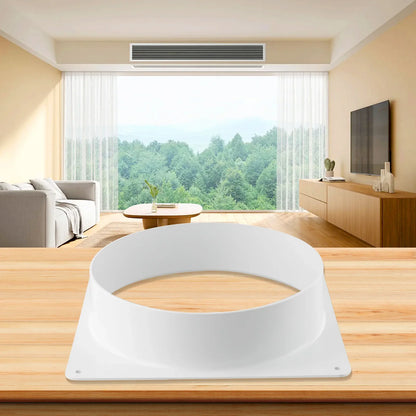White Air Vent Duct Connector Flange – Straight Square Bottom Pipe for Easy Ventilation Duct Installation