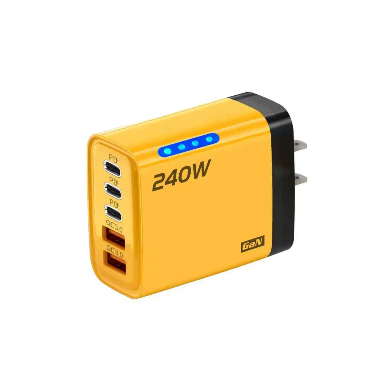 240W 5-in-1 GaN Fast Desktop Charger – USB-C Quick Charge 3.0 Adapter for iPhone Samsung Huawei