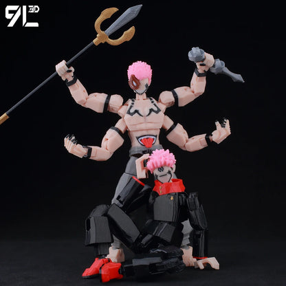 9L3D Printed Anime Action Figures — Jujutsu Kaisen Sukuna, Yuji, Yuta, Satoru Gojo Movable Mannequin Toys