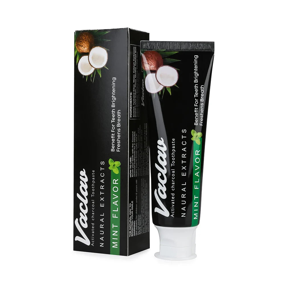 Activated Charcoal Mint Toothpaste – Natural Teeth Whitening, Plaque Removal, No Artificial Colors