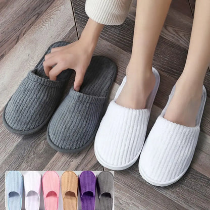 3 Pairs Set Non-Slip Closed Toe Disposable Hotel Slippers – Soft Indoor Guest & Travel Bathroom Slippers