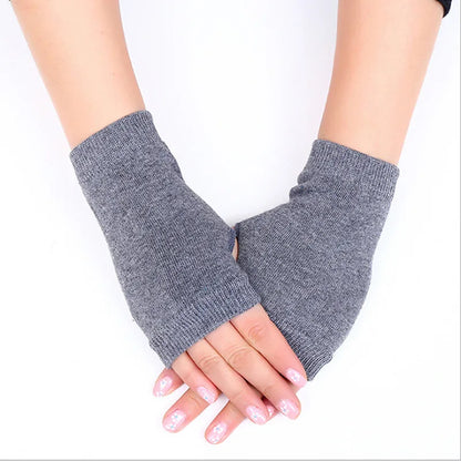 Women’s Stylish Winter Fingerless Gloves — Hand Warmer Arm Crochet Knitting Faux Wool Mittens with Twist Pattern