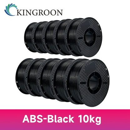 KINGROON 10KG PLA/ABS/PETG Filament 1.75mm – 10 Rolls Black, White, Gray for 3D Printing