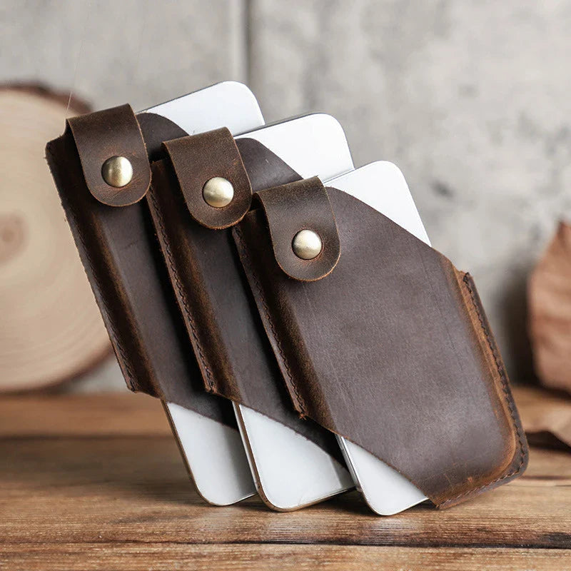 Men’s Leather Waist Bag – Phone Holster Pouch Wallet for 6.7" Smartphones