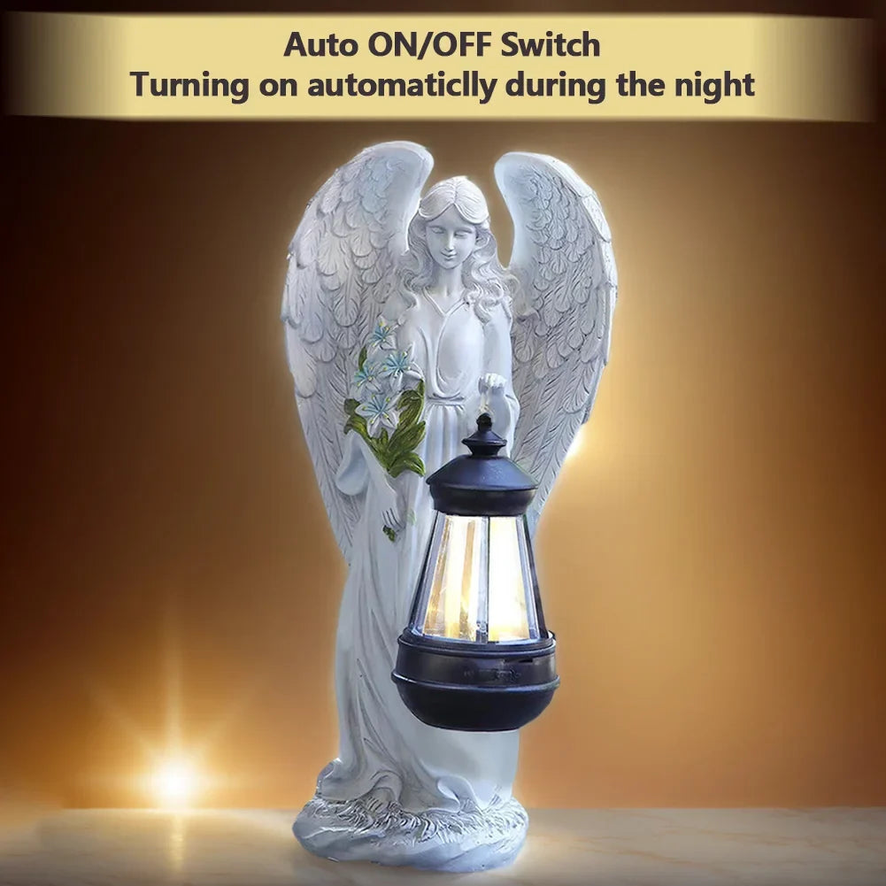 Solar Angel Garden Statue Lamp - Waterproof Fairy Figurine Light for Outdoor Yard, Patio & Lawn Decoration